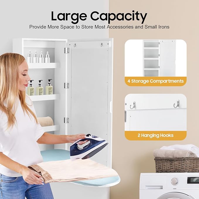 Ropoana Wall Mount Ironing Board Cabinet, Built-in Swivel Ironing Board Foldable - Image 3