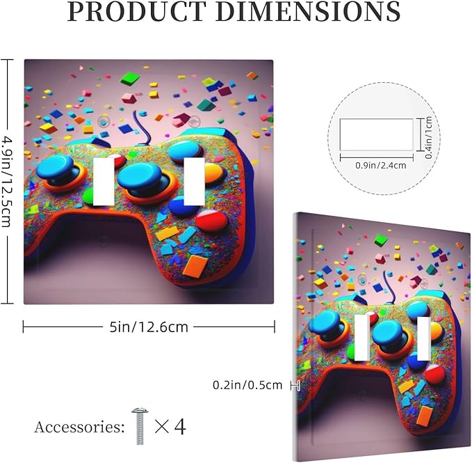 Bvtewkhz Videos Game Controller 2 Gang Double Toggle Decorative Light Switch - Image 5