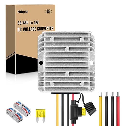 Nilight 48V 36V to 12V Voltage Converter 240W 20A Regulator Step Down to 12VDC by Nilight