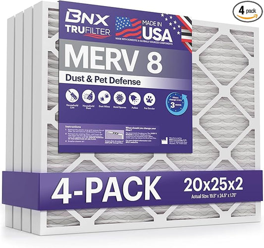 BNX TruFilter 20x25x2 Air Filter MERV 8 by BNX