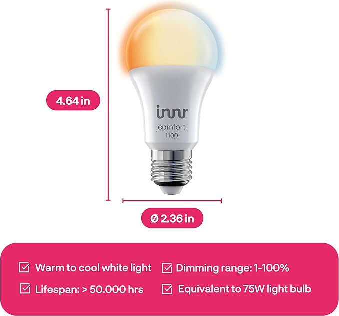 innr Smart Light Bulbs, A19 Zigbee, Works - Image 3