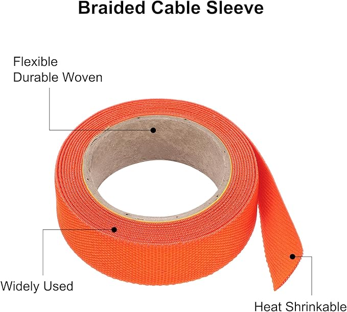 MECCANIXITY Braided Cable Sleeves Heat Shrinkable Fabric Sleeving, 5/8" 10ft - Image 4