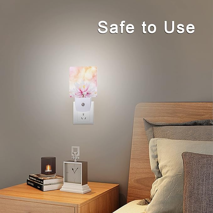 Smoaffly Pink Water Lily Lotus Night Light Plug-in LED Nightlights Auto Sensor - Image 6