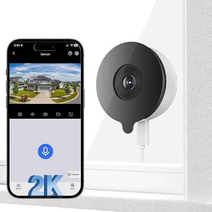 3MP 2K Window Security Camera, 5G & 2.4GHz WiFi Indoor Camera by YesPano