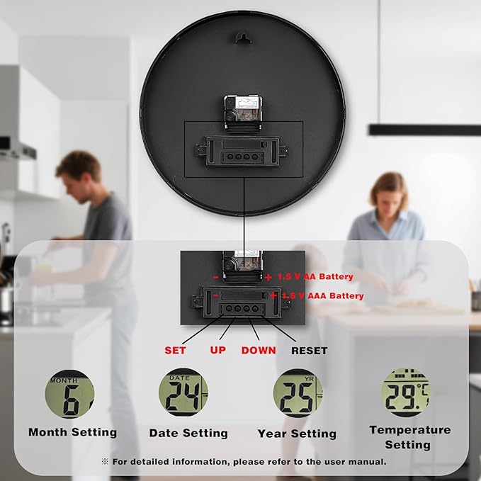 AKCISOT Wall Clock 12 Inch, Non-Ticking Silent Battery Operated Analog - Image 2