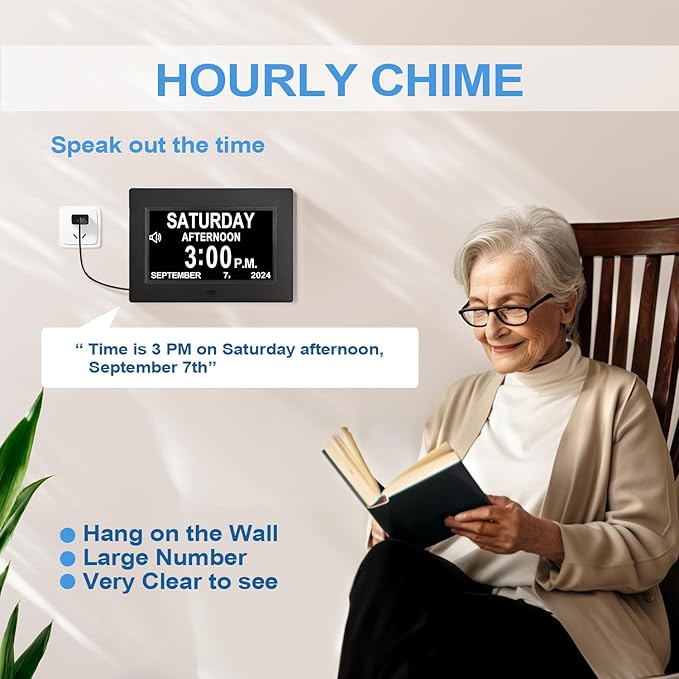 JALL 【2024 New】 Digital Calendar Dementia Day Clock, 7 Inch Large Screen Display - Image 4
