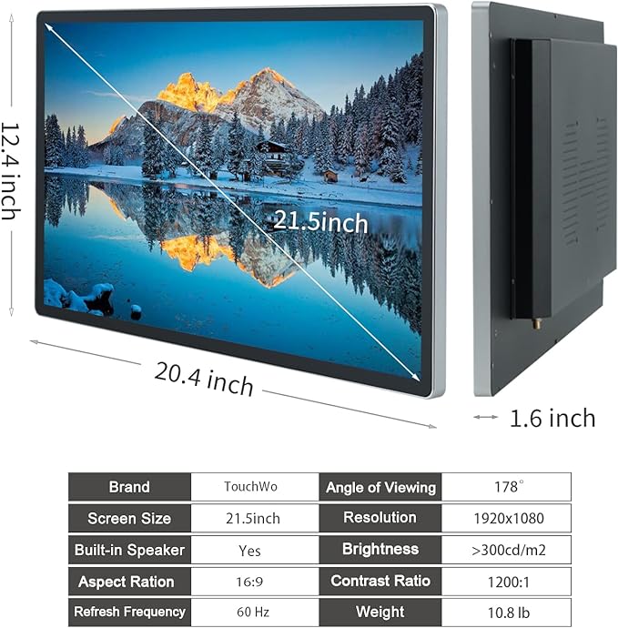 TouchWo 21.5 inch Android 14 Touchscreen Monitor Tablet, 16:9 FHD 1080P - Image 6