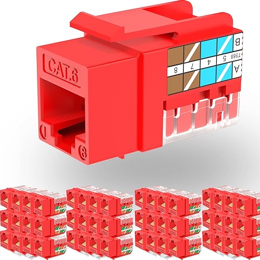 Rapink RJ45 Keystone Jack Cat6 10G Support, Keystone Jacks UTP 50 Pack by Rapink