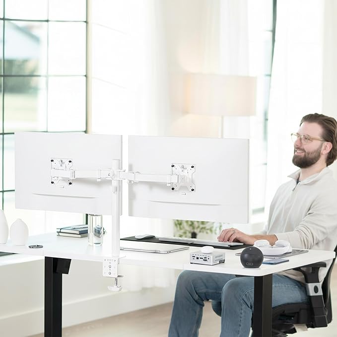 VIVO Dual Monitor Desk Mount, Heavy Duty Fully Adjustable Steel Stand, Holds 2 - Image 2