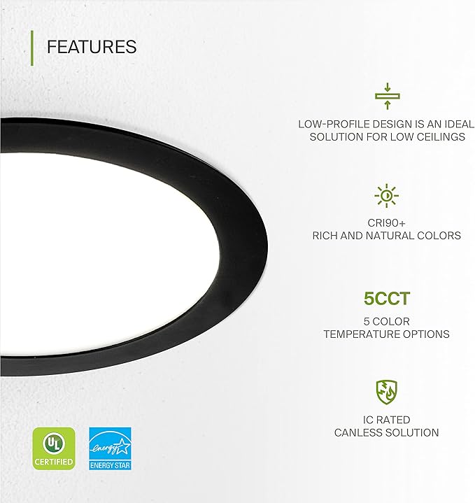 ASD 1 Pack 8 Inch LED Recessed Light 20W, 5 CCT 2700K-5000K CRI90+, IC Rated - Image 3