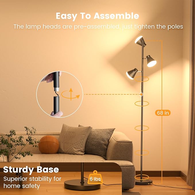 SIBRILLE 36W LED Tree Floor Lamp, Dimmable Tall Standing Lamp - Image 7