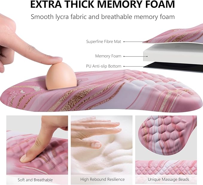 Mouse Pad Wrist Support, Laokiiy 2 in1 Keyboard Wrist Rest+ Ergonomic Mouse Pad - Image 3