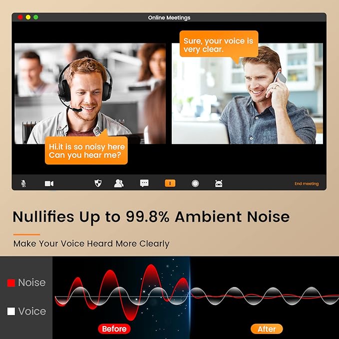 EKSA Wireless Headset with Mic for Work - Image 2