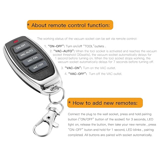 KTNNKG Automatic Remote Vacuum Switch，Load Sensing Outlets, Power Tool/Table - Image 3