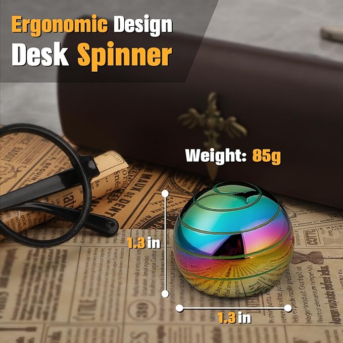 Luminous Kinetic Spinning Desk Toys, Metal Full Body Optical Illusion Fidget - Image 6