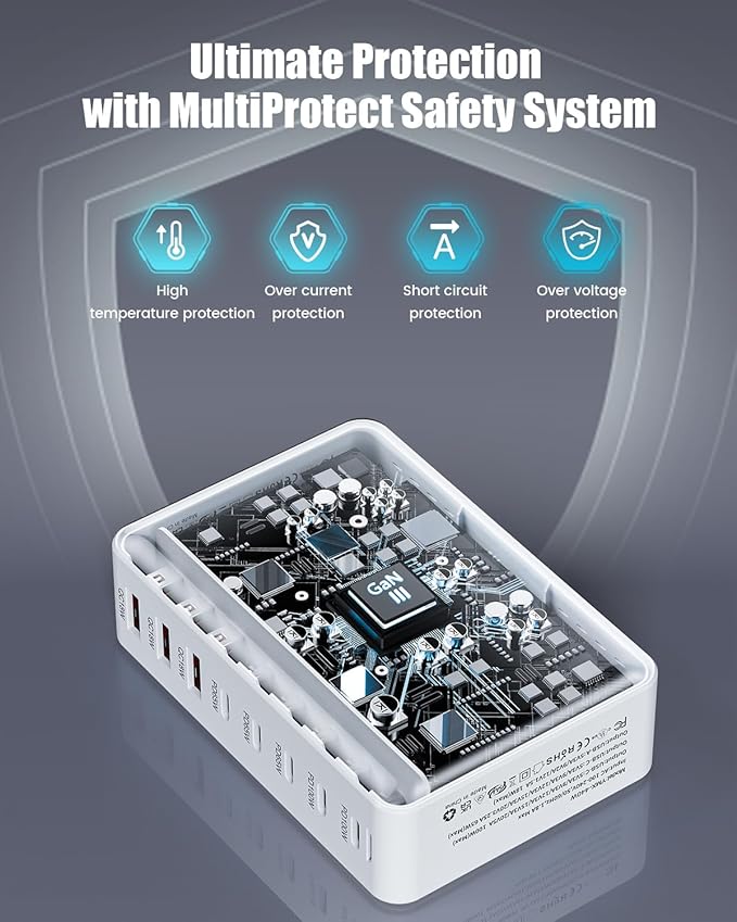 USB C Charger Block 440W Charging Station Hub, 8 Port GaN III Fast Charging - Image 5