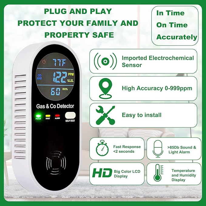 Combustible Gas & Carbon Monoxide Detector 4-in-1 Alarm - Image 4