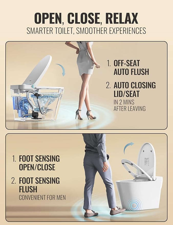 Luoware Smart Toilet with Bidet Built in, Luxury One Piece Elongated Bidet - Image 4