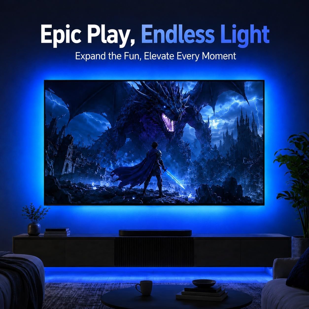 MORIACC 18ft TV LED Backlight for 45-75 Inch TVs, RGB LED Lights for TV with Music Sync, Bluetooth APP & Remote Control, USB Powered Ambient Lighting for Gaming, Movies, Bedroom & Home Theater