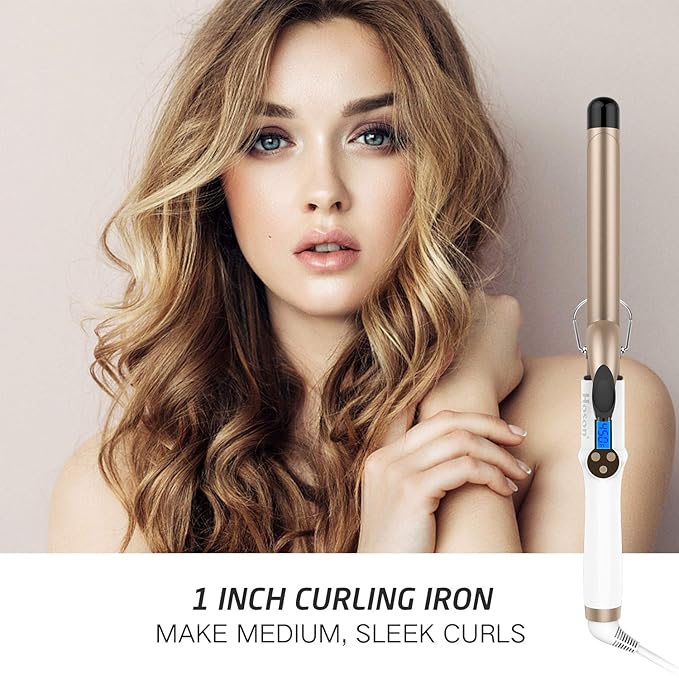 Hoson 1 Inch Curling Iron Professional Ceramic Tourmaline Coating Barrel Hair - Image 2