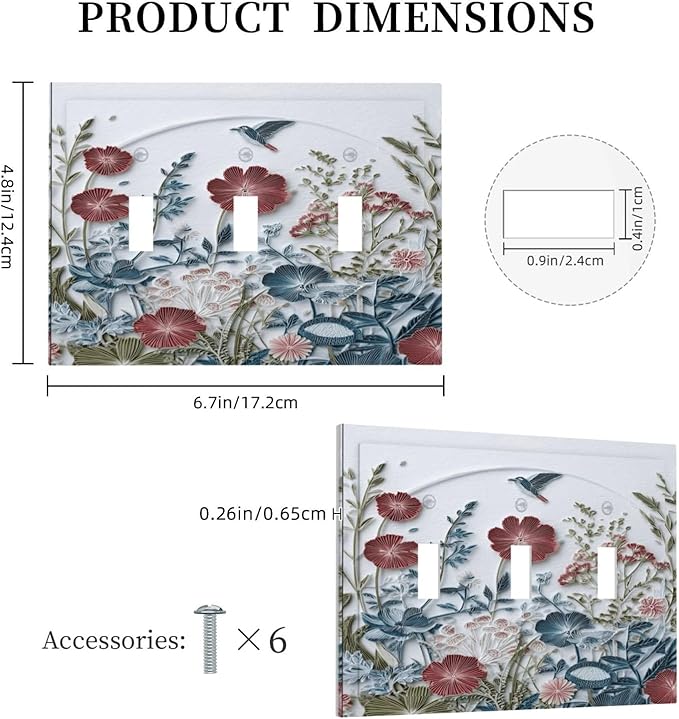 Bvtewkhz Wildflowers Flowers Floral Plants 3 Gang Triple Toggle Wall Plate - Image 4