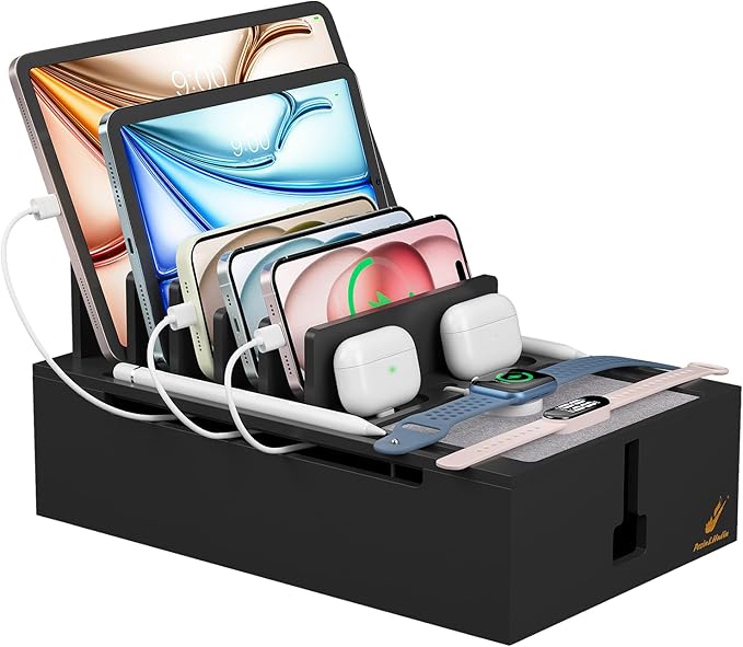 Pezin & Hulin Bamboo Charging Station, Electronic Devices Organizer by PezinHulin