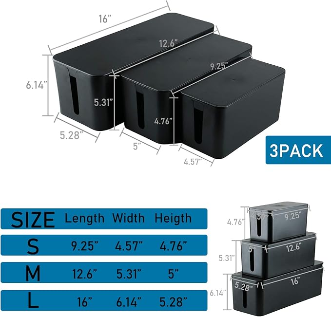 YaeCCC Cable Management Organizer Box Power Strips Hider Power Cords Hider - Image 9