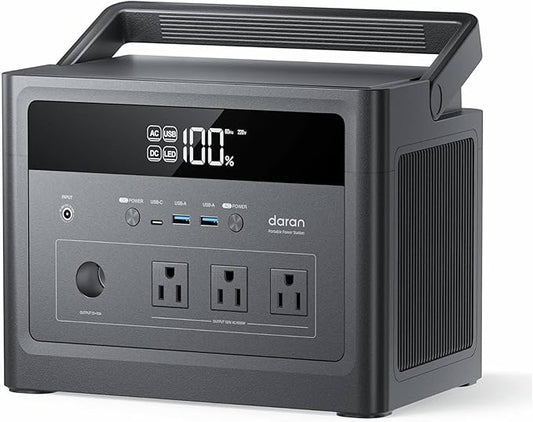 Portable Power Station 600W, 576Wh LiFePO4 Battery, 100W USB-C PD Fast Charg by DARAN