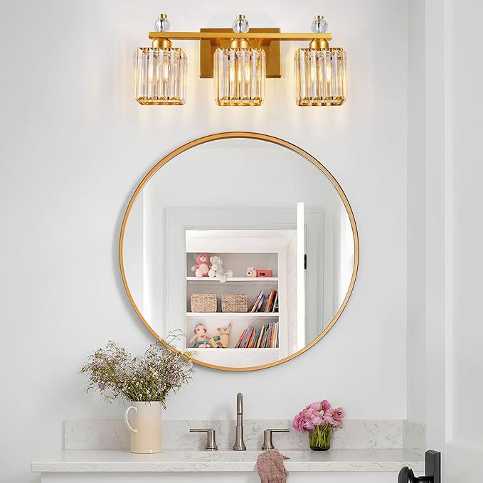FDPBY Bathroom Vanity Lights 3-Light Modern Crystal Vanity Light Gold Bathroom - Image 6