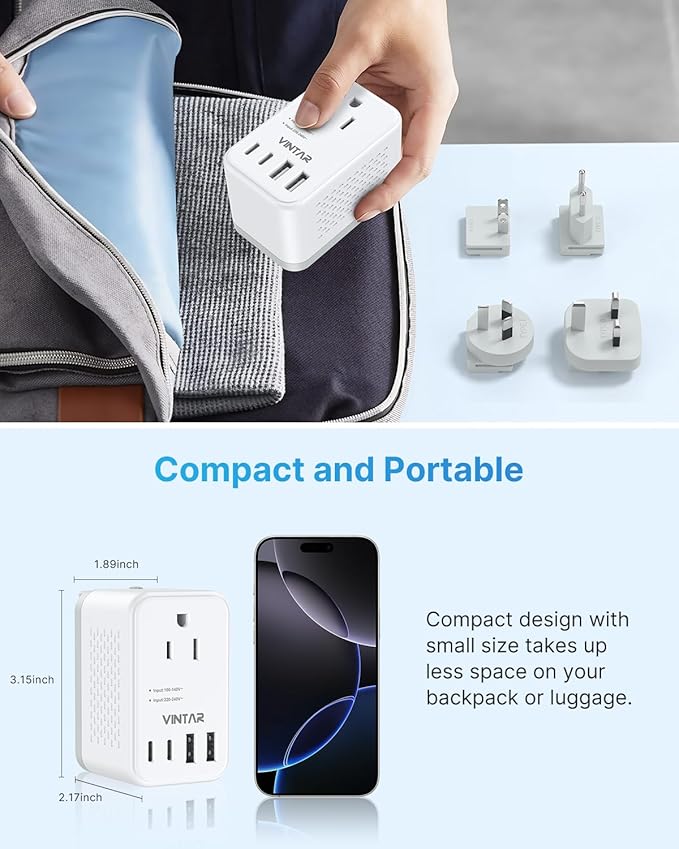 220V to 110V Voltage Converter US to Europe, VINTAR 2000W Detachable Power - Image 7