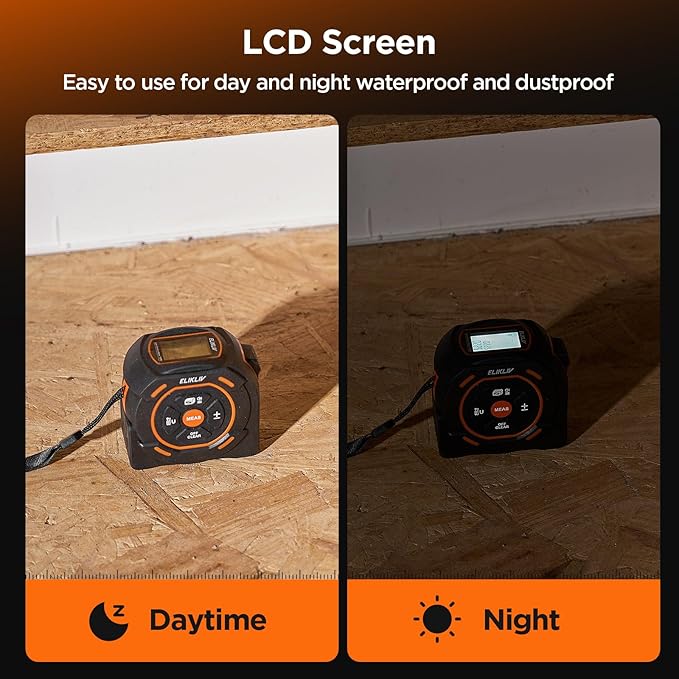 Laser Tape Measure 2-in-1, 197Ft Laser Distance Meter & 16Ft Digital Tape - Image 3