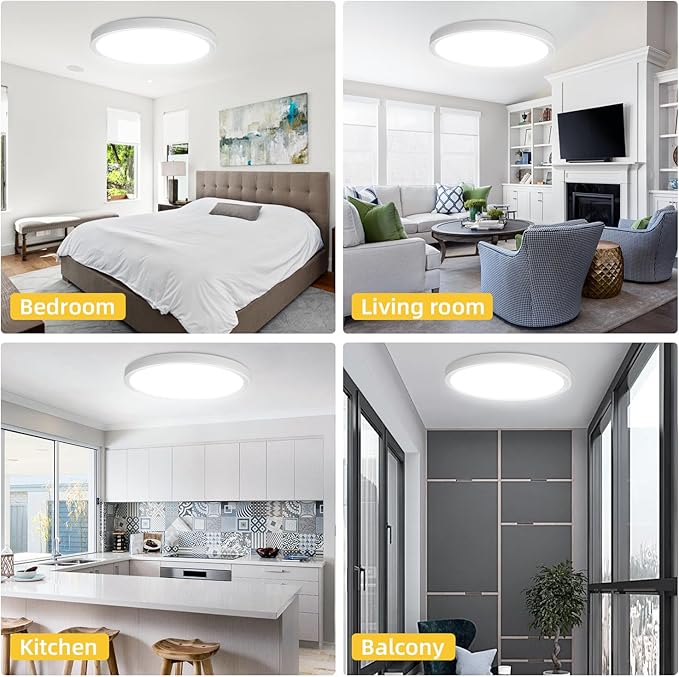 RLEDPZTX 4PK 12 Inch LED Flush Mount Ceiling Light, 3000K/4000K/6000K CCT - Image 7