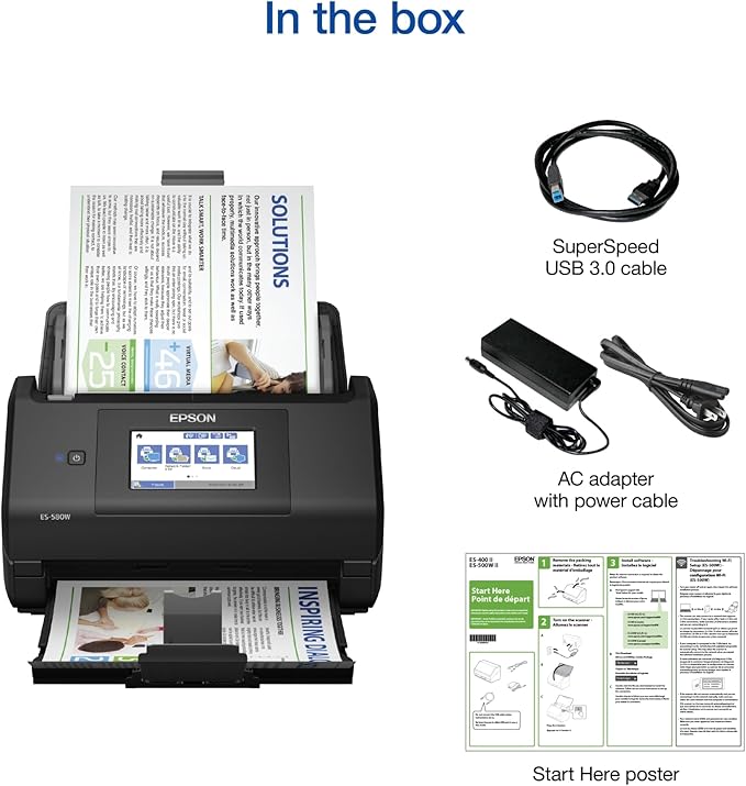 Epson Workforce ES-580W Wireless Color Duplex Desktop Document Scanner - Image 5