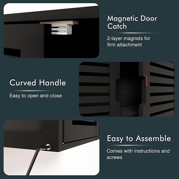 HITNET Black Bathroom Storage Cabinet, Hanging Medicine Cabinet - Image 8