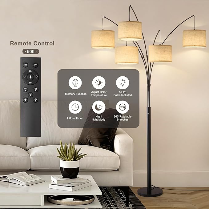 Fansdrick Floor Lamps for Living Room, 4000LM Super Bright Arc Floor Lamp - Image 3