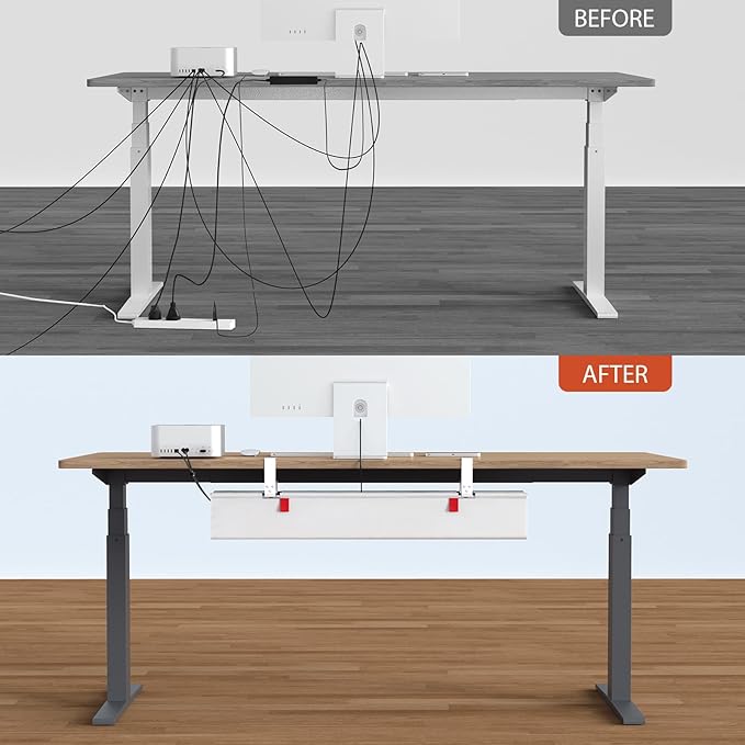 Univivi No Drill Under Desk Cable Management Tray, Clamp/Screw Mount Desk Cable - Image 7