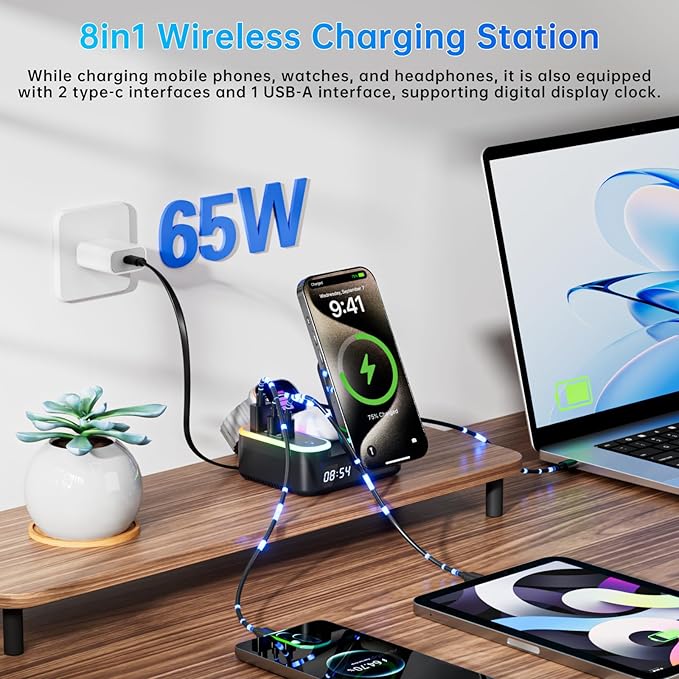 Qi2 Wireless Charger 8in1 Magnetic Wireless Charger Fast Charging Station - Image 5