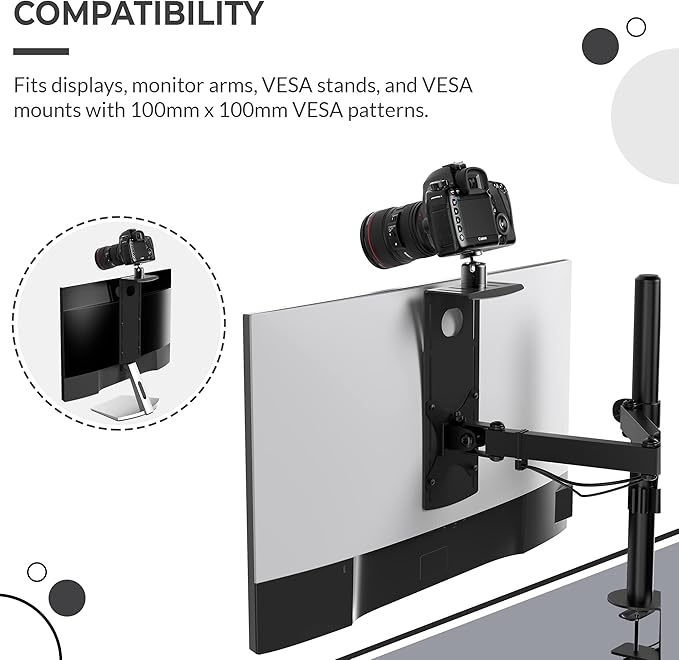 HumanCentric DSLR Monitor Mount Small, Desk Camera Mounting, Light Webcam - Image 5
