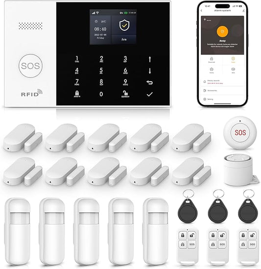 LWOHSI Wireless Home Alarm System, 24 Pieces DIY 4G/WiFi Home Security Systems by LWOHSI