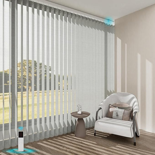 Blindify Motorized Sheer Vertical Blinds, Light Filtering Smart Rechargeable by BlindifyOffical