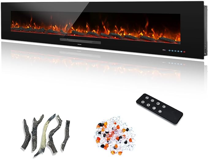 72" Electric Fireplace, Recessed & Wall Mounted Fireplace Heater 13 * 13 Colors by Dreamflame