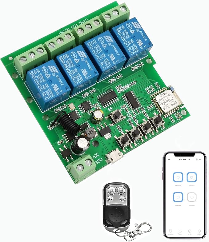 Newgoal 4 Channels WiFi Wireless Smart Switch Inching Self-Locking Relay Module by Newgoal