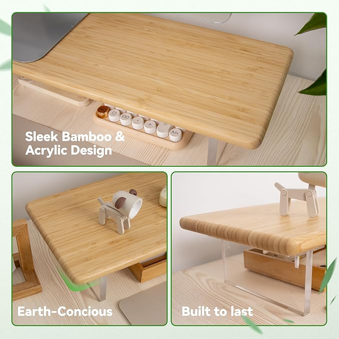 ROCDEER Bamboo Monitor Stand Riser - Image 5