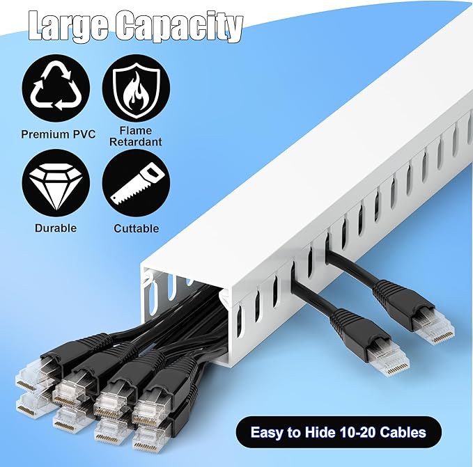 ZhiYo 99in Server Rack Cable Management Raceway, H1.4in x W1.6in Cable Raceway - Image 3