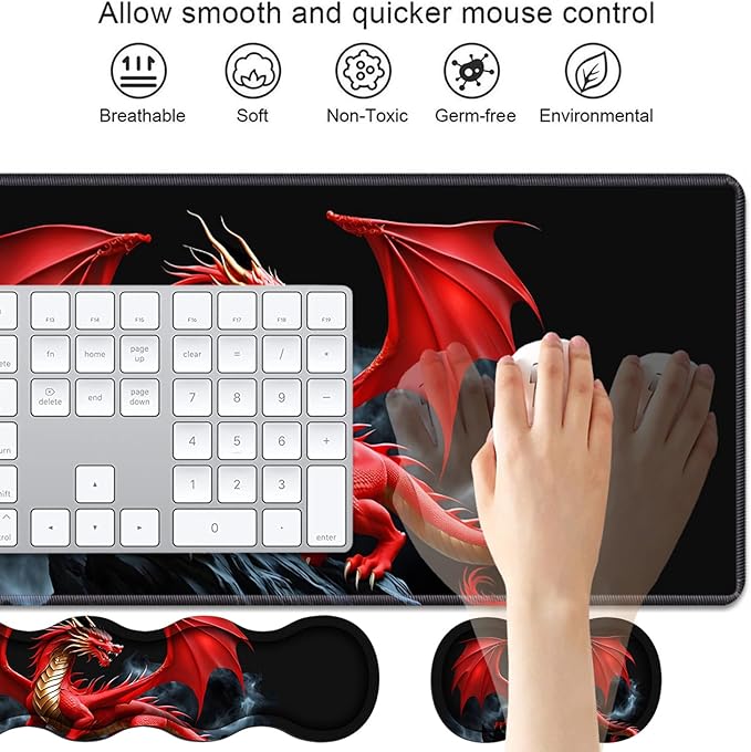 4 in 1 Ergonomic Keyboard Wrist Rest & Mouse Pad Wrist Rest Set, Large XXL - Image 3