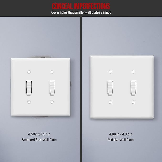 ENERLITES Toggle Switch Wall Plate, 2-Gang 4.88" x 4.92", UL Listed, - Image 2