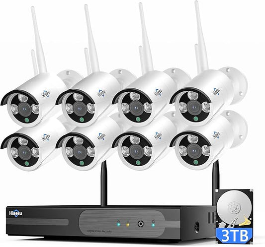 Hiseeu 4K Home Security Camera System, 24/7 Recording, 16CH NVR Kit, Corded by Hiseeu