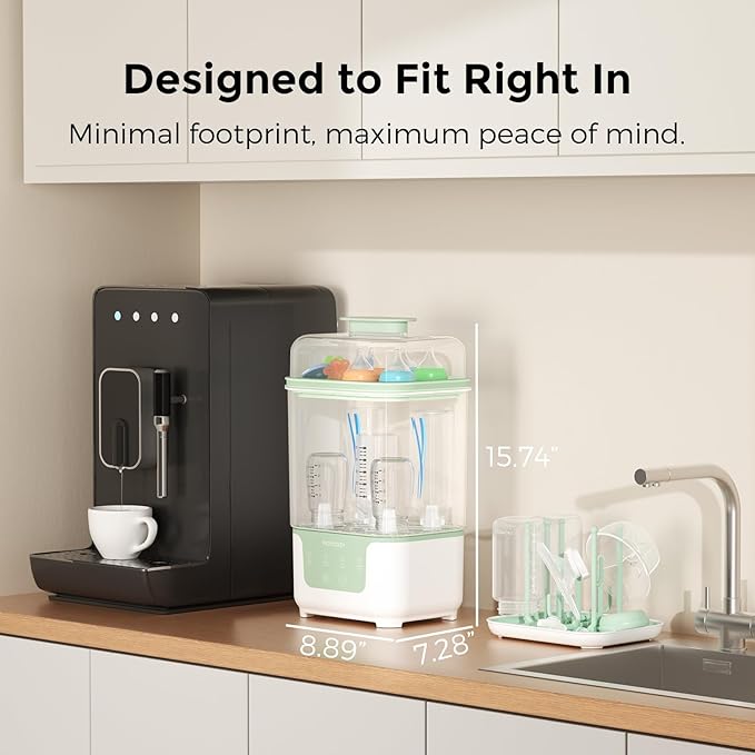 Momcozy Bottle Sterilizer and Dryer, Modular Nesting Space Saving Design - Image 3