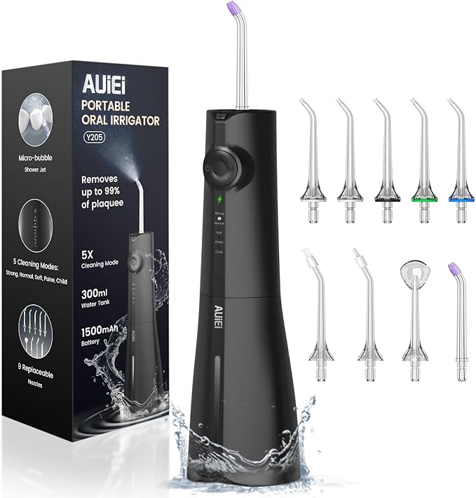 AUIEI Water Flosser Teeth Pick: 9 Jet Tips Cordless Oral Irrigator by AUIEI