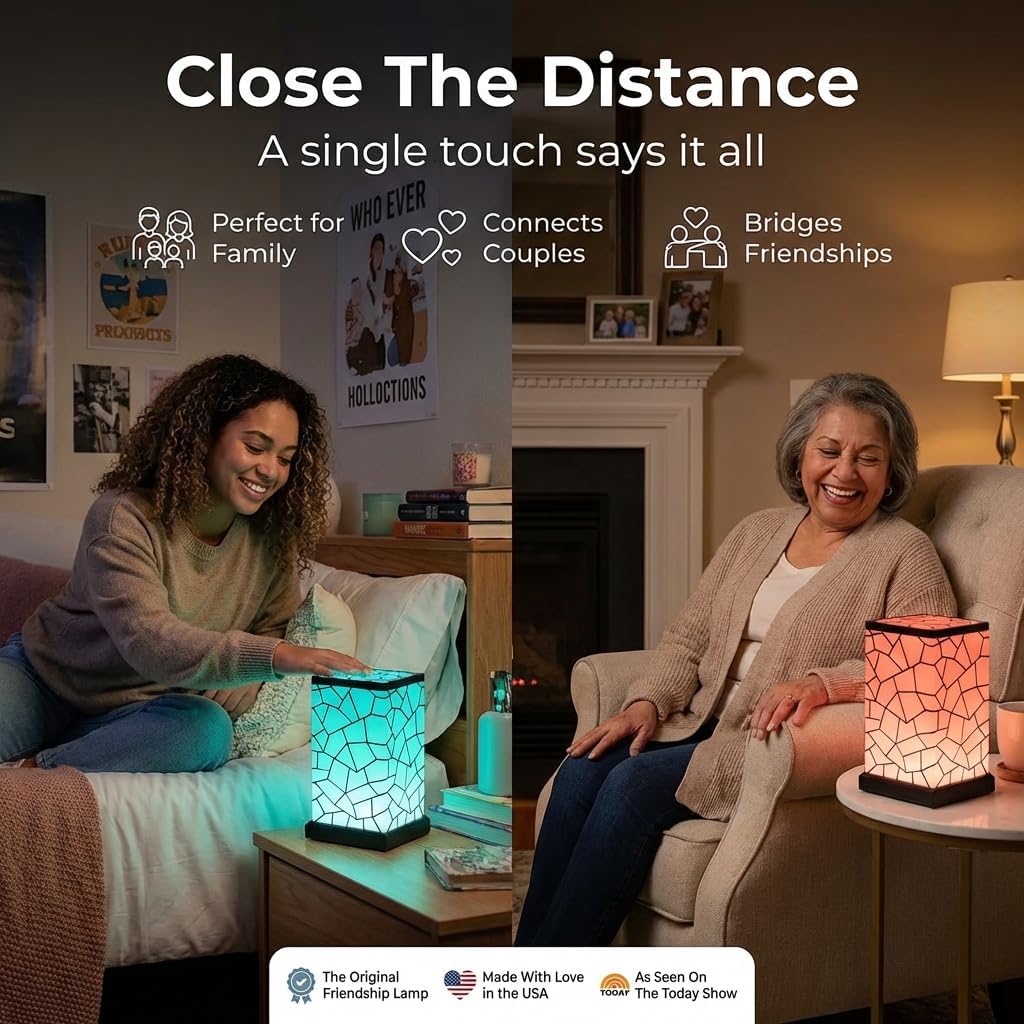 Friendship Lamp Long Distance WiFi Touch Light with Instant Sync, Easy Setup, No Subscription Required, Color-Changing LED Gift for Family, Friends & Loved Ones - 2 Sets